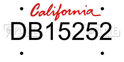 DB15252 California License Plate