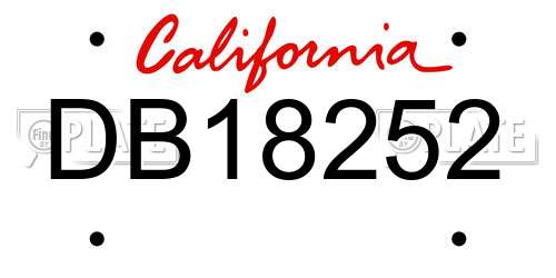 DB18252 California License Plate