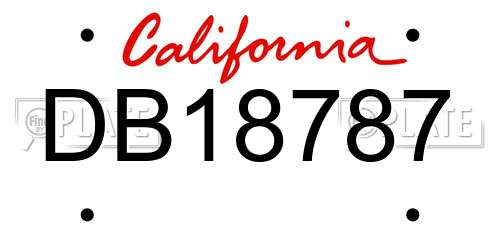 DB18787 California License Plate