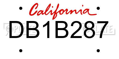 DB1B287 California License Plate
