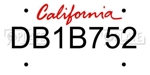 DB1B752 California License Plate