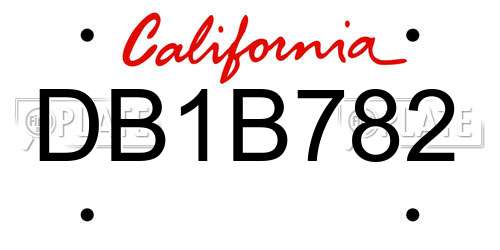 DB1B782 California License Plate