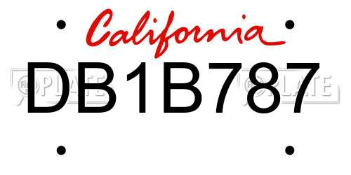 DB1B787 California License Plate