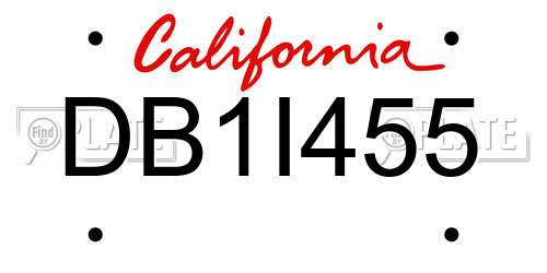 DB1I455 California License Plate
