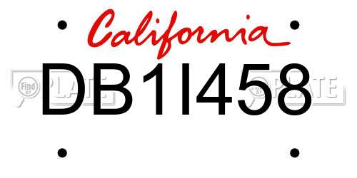 DB1I458 California License Plate