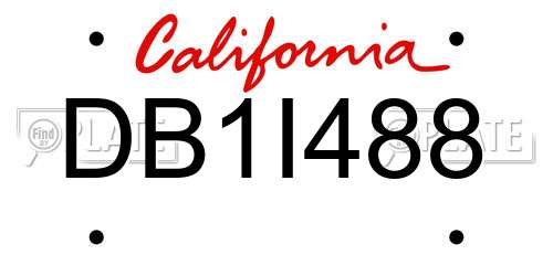DB1I488 California License Plate