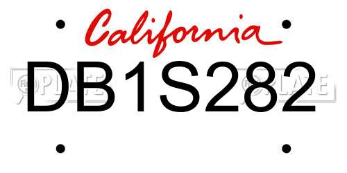 DB1S282 California License Plate
