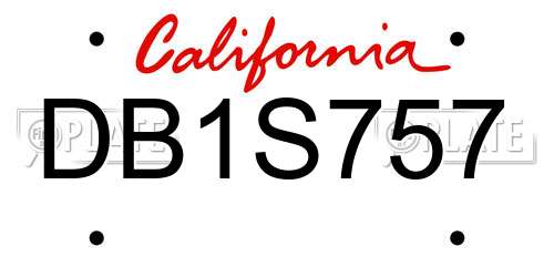 DB1S757 California License Plate