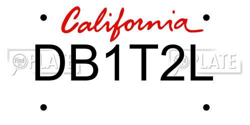 DB1T2L California License Plate