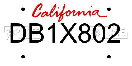 DB1X802 California License Plate