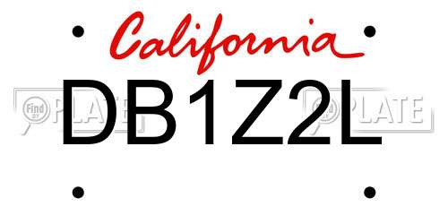 DB1Z2L California License Plate