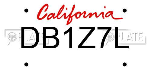 DB1Z7L California License Plate