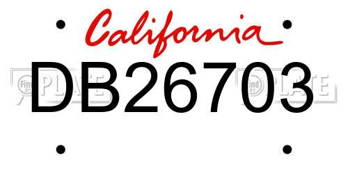 DB26703 California License Plate
