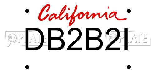 DB2B2I California License Plate