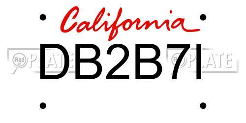 DB2B7I California License Plate