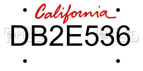 DB2E536 California License Plate