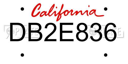 DB2E836 California License Plate