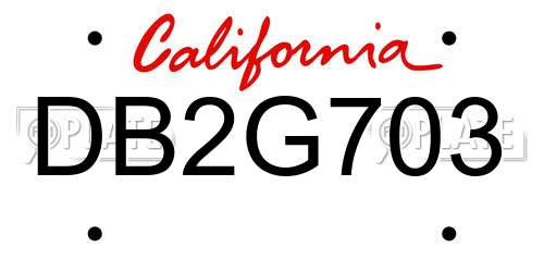DB2G703 California License Plate