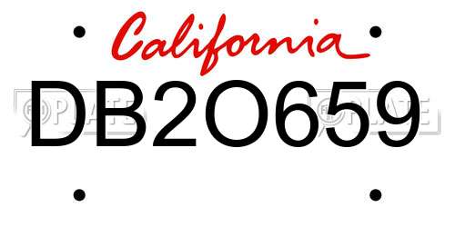 DB2O659 California License Plate