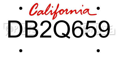 DB2Q659 California License Plate