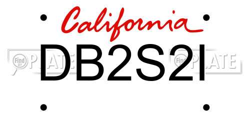 DB2S2I California License Plate