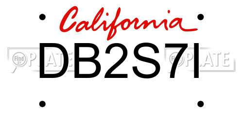 DB2S7I California License Plate