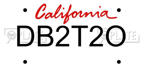 DB2T2O California License Plate