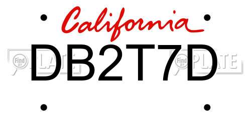 DB2T7D California License Plate