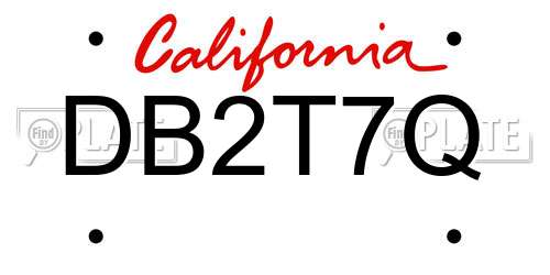 DB2T7Q California License Plate
