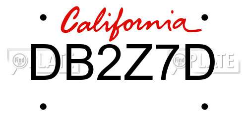 DB2Z7D California License Plate