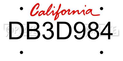 DB3D984 California License Plate