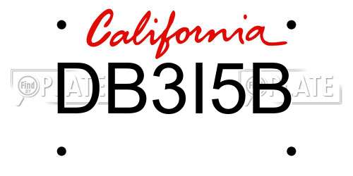 DB3I5B California License Plate