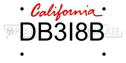 DB3I8B California License Plate