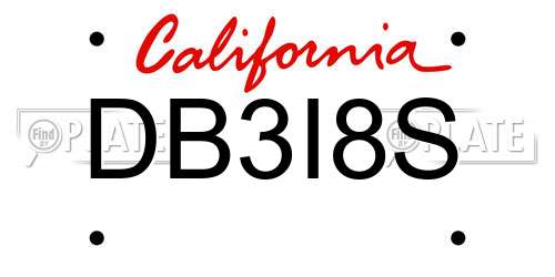 DB3I8S California License Plate