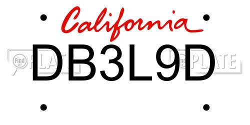 DB3L9D California License Plate