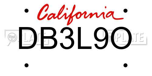 DB3L9O California License Plate