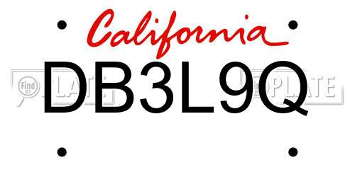 DB3L9Q California License Plate