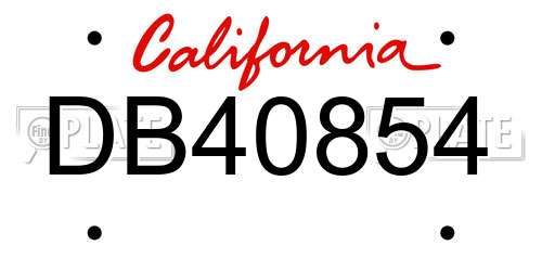 DB40854 California License Plate