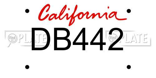 DB442 California License Plate