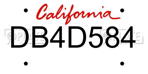 DB4D584 California License Plate