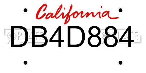DB4D884 California License Plate