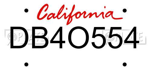 DB4O554 California License Plate