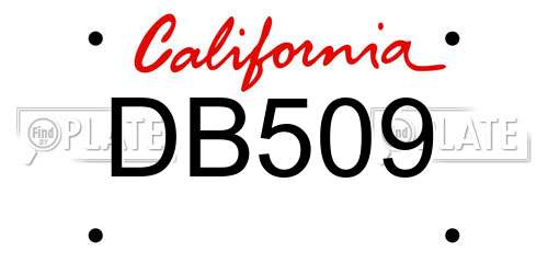 DB509 California License Plate