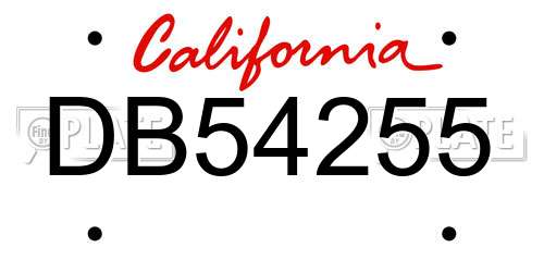 DB54255 California License Plate
