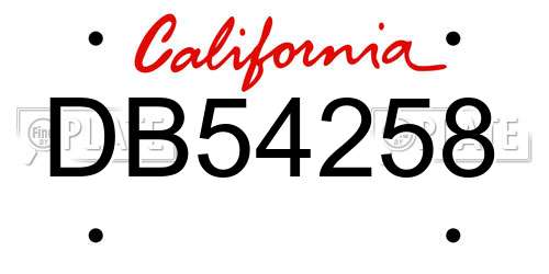 DB54258 California License Plate