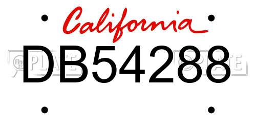 DB54288 California License Plate