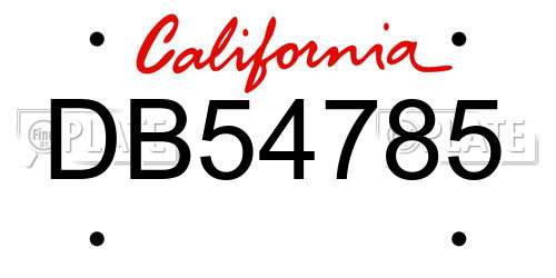 DB54785 California License Plate