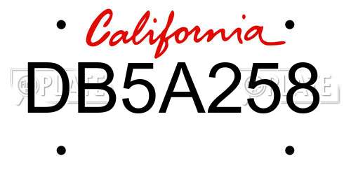 DB5A258 California License Plate