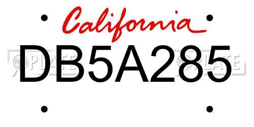 DB5A285 California License Plate
