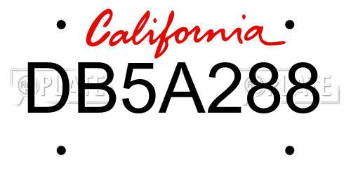 DB5A288 California License Plate